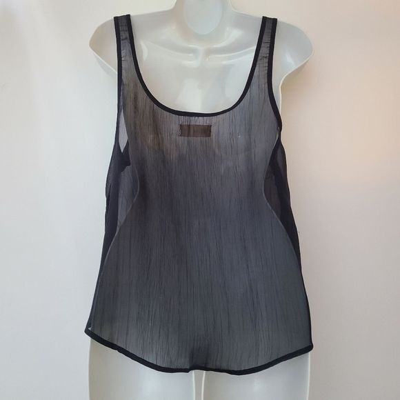 EUC Hollister Dark Blue Gold Flowers Sheer Tank M - Picture 3 of 6